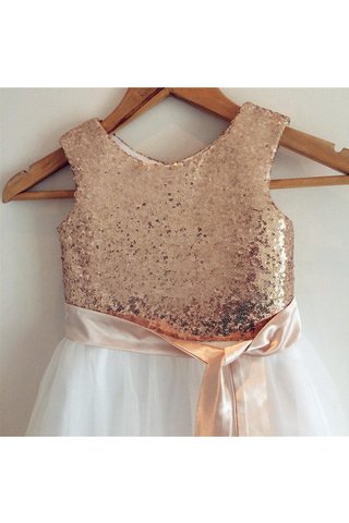 Robe cortège fille naturel plissé ceinture en étoffe avec perle en tulle