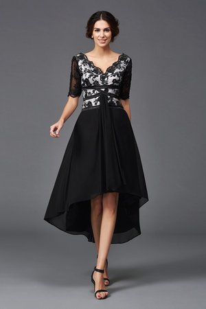 Robe fête de la rentrée de princesse asymétrique haut bas en 1/2 manche ligne a