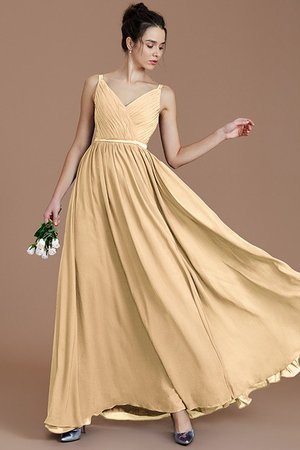 Robe demoiselle d'honneur naturel de princesse ruché fermeutre eclair avec chiffon