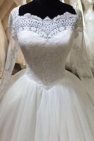 Robe de mariée humble plissage elégant de col bateau longueru au niveau de sol