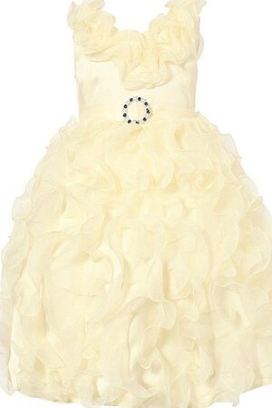 Robe cortège fille de mode de bal avec gradins encolure ronde avec fleurs fermeutre eclair