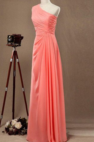 Robe demoiselle d'honneur distinguee plissage avec chiffon d'épaule asymétrique a-ligne