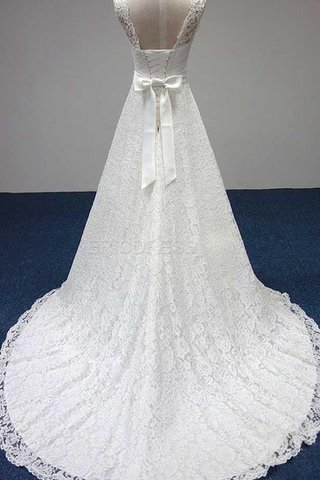 Robe de mariée col u profond cordon de mode de bal noeud au niveau de genou