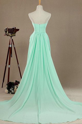 Robe demoiselle d'honneur ouverture frontale avec chiffon de col en cœur a-ligne ruché