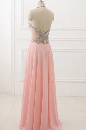 Robe de bal distinguee en chiffon avec perle avec fronce sans dos