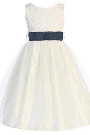 Robe cortège fille courte de tour de ceinture empire col en bateau en organza broder