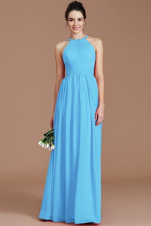 Robe demoiselle d'honneur naturel de princesse avec sans manches ruché avec chiffon