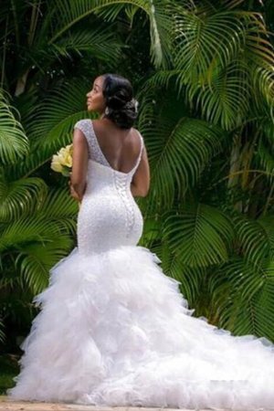 Robe de mariée avec perle avec lacets de sirène unique naturel