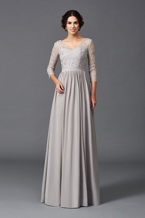 Robe mère de mariée longue naturel fermeutre eclair de lotus en chiffon