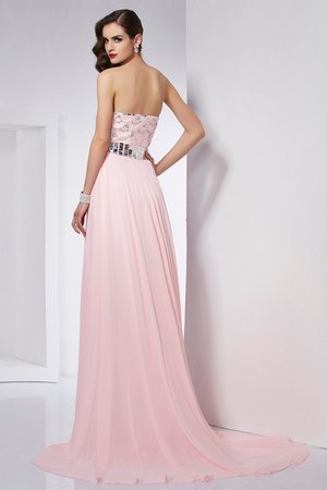 Robe de soirée longue avec perle de bustier de traîne courte manche nulle