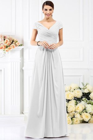 Robe demoiselle d'honneur longue plissé de col en v de princesse avec chiffon