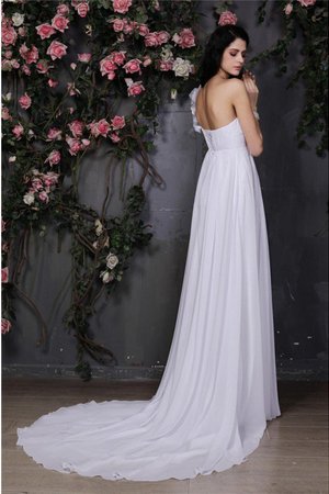 Robe de mariée de traîne mi-longue de lotus ligne a avec fleurs avec chiffon