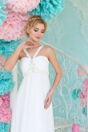 Robe de mariée longue plissage avec perle bandouliere spaghetti de tour de ceinture en haute