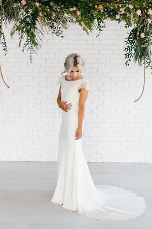 Robe de mariée plissage facile v col profonde ligne a avec manche épeules enveloppants