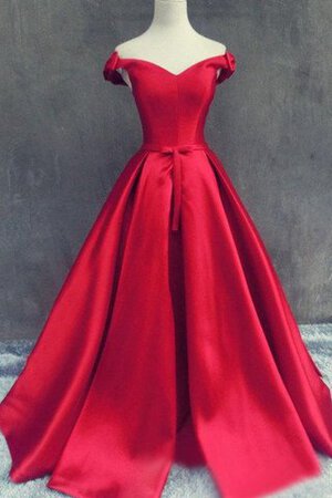 Robe de bal jusqu'au sol avec décoration dentelle ligne a en satin avec nœud