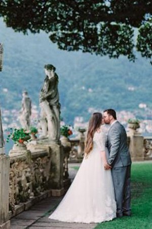 Robe de mariée a plage fermeutre eclair jusqu'au sol avec manche 1/2 epaule nue