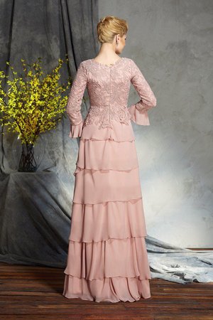 Robe mère de mariée naturel fermeutre eclair encolure ronde avec chiffon de lotus