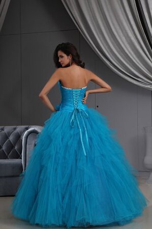 Robe de quinceanera ruché textile en tulle a-ligne col en forme de cœur de lotus