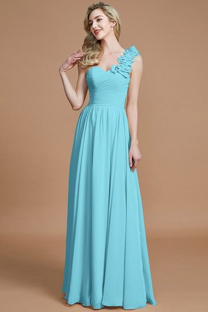 Robe demoiselle d'honneur naturel ligne a en chiffon de princesse avec sans manches