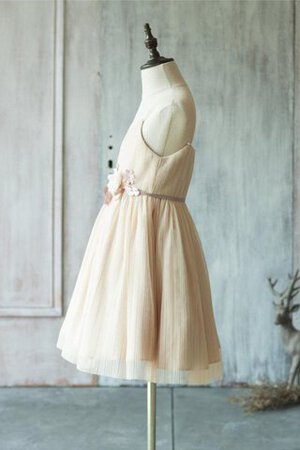 Robe cortège fille naturel avec ruban de lotus en tulle ligne a