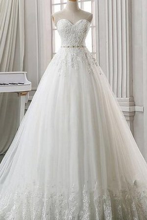 Robe de mariée de col en cœur cordon en organza jusqu'au sol de tour de ceinture en haute