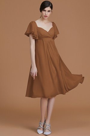 Robe demoiselle d'honneur naturel col en forme de cœur avec chiffon ruché avec zip