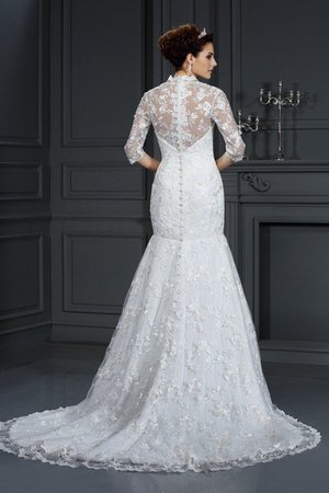 Robe de mariée naturel longue de traîne moyenne avec sans manches de col en v