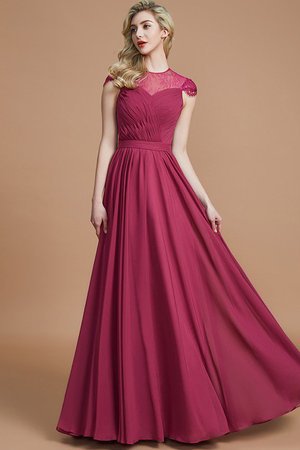 Robe demoiselle d'honneur naturel ligne a de princesse en chiffon avec manche courte