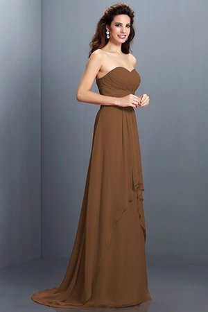 Robe demoiselle d'honneur naturel longue plissage avec fronce en chiffon