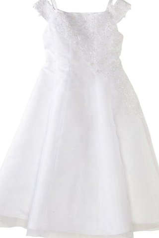 Robe cortège fille d'epaule ecrite a-ligne decoration en fleur avec zip avec sans manches