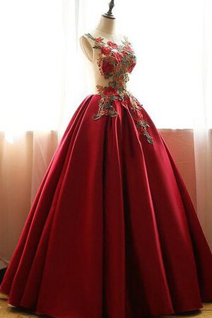 Robe de quinceanera brodé en tulle col u profond avec perle cordon