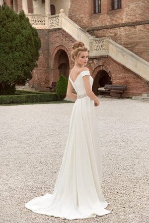 Robe de mariée naturel de traîne moyenne collant salle interne d'epaule ajourée