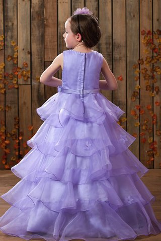 Robe cortège fille a-ligne avec gradins avec fleurs elevé