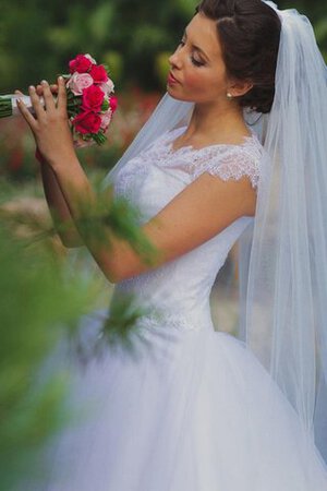 Robe de mariée naturel de mode de bal col en bateau avec décoration dentelle cordon