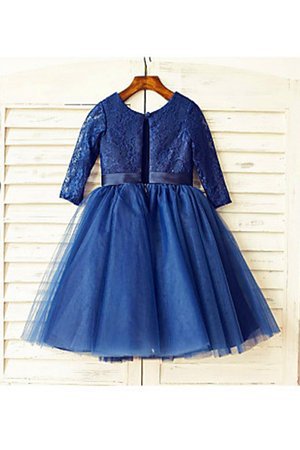 Robe cortège fille col u profond en tulle de princesse longueur mollet avec fleurs