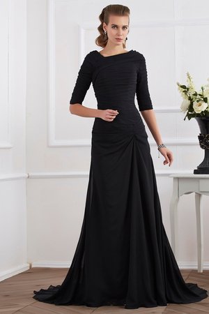 Robe de bal longue de princesse fermeutre eclair avec chiffon a-ligne