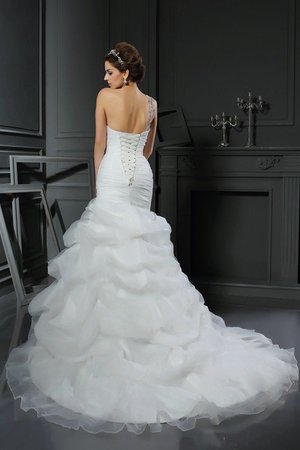 Robe de mariée longue avec lacets de sirène en satin de lotus