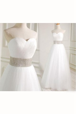 Robe de mariée longue ceinture avec décoration dentelle avec ruban de col en cœur