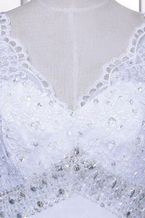 Robe de mariée naturel en dentelle d'épaule asymétrique avec zip v encolure