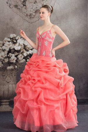 Robe de quinceanera decoration en fleur de mode de bal bandouliere spaghetti de lotus