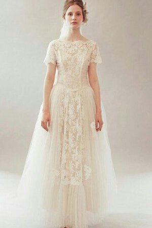 Robe de mariée fermeutre eclair ligne a encolure ronde longueur au ras du sol avec fleurs