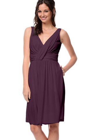 Robe demoiselle d'honneur bref manche nulle v encolure avec chiffon