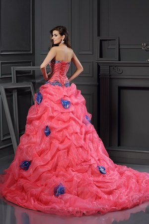 Robe de quinceanera longue avec perle cordon de mode de bal de traîne mi-longue