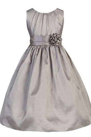 Robe cortège fille plissage textile taffetas avec fleurs a-ligne avec sans manches