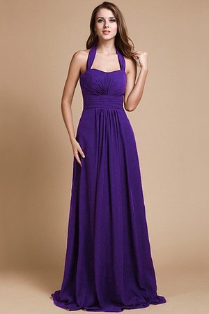 Robe demoiselle d'honneur fermeutre eclair de lotus dénudé manche nulle en chiffon