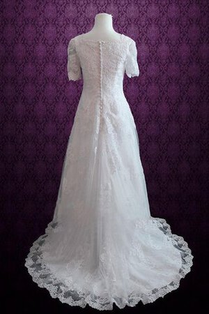 Robe de mariée bref sage encolure ronde de traîne courte boutonné