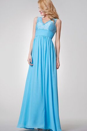 Robe demoiselle d'honneur romantique longue v encolure a-ligne fermeutre eclair