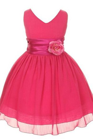 Robe cortège fille de tour de ceinture empire avec zip ligne a avec chiffon avec sans manches