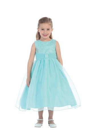 Robe cortège fille plissé pailleté de lotus en organza manche nulle