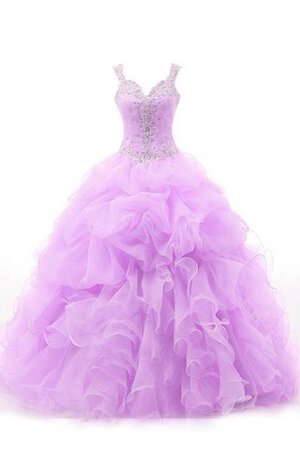 Robe de quinceanera de lotus manche nulle en organza de mode de bal longueru au niveau de sol